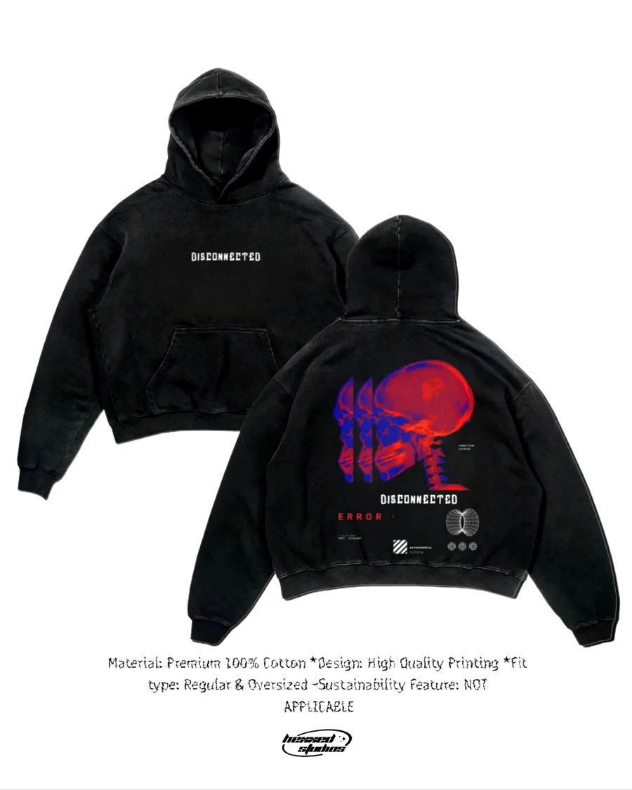 DISCONNECTED" PRINTED HOODIE"