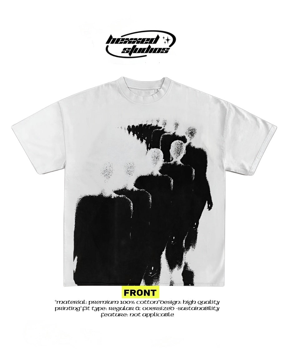 Oversize Fit Crew Neck Printed White T-Shirt