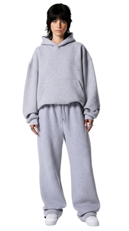 HEATHER GREY BASIC OVERSIZE HOODIE
