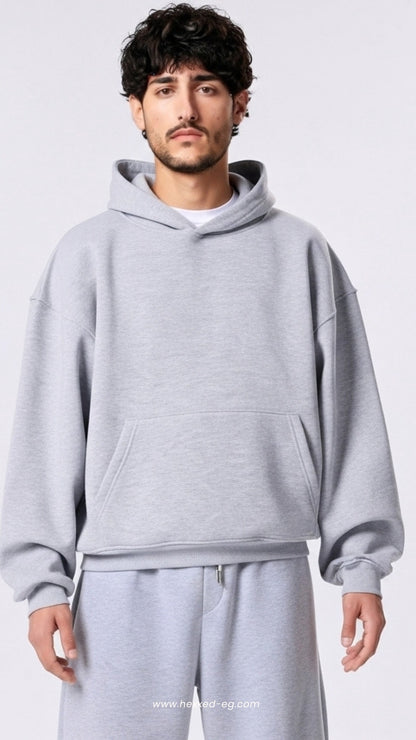HEATHER GREY BASIC OVERSIZE HOODIE