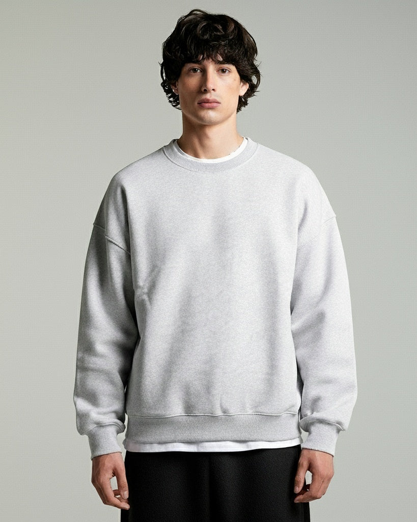 HEATHER GRAY BASIC CREWNECK