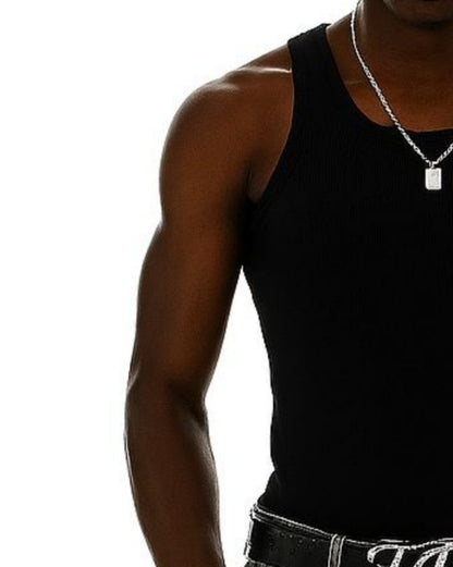Black Ribbed Tank Top
