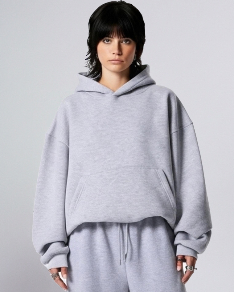 HEATHER GREY BASIC OVERSIZE HOODIE