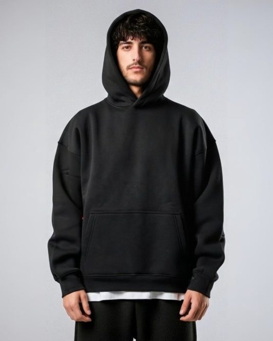BLACK BASIC HOODIE